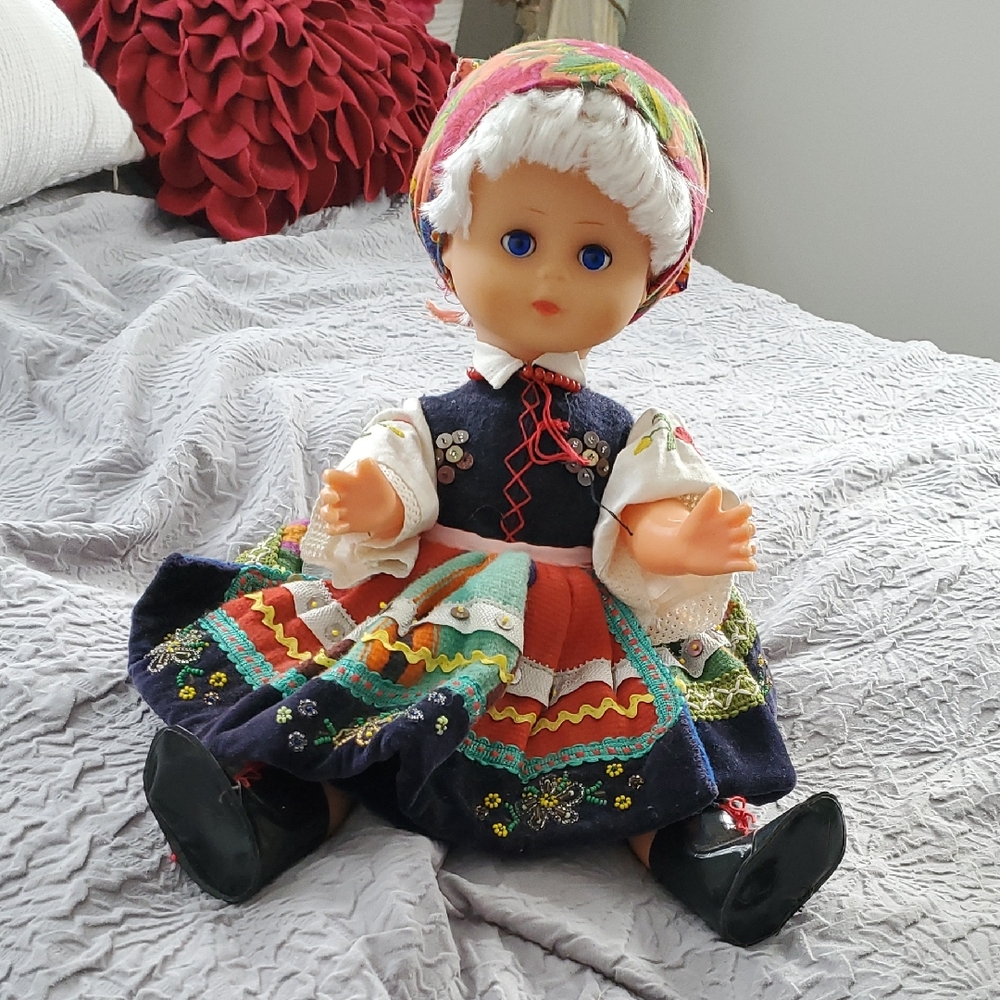 Colorful Traditional Doll with Blue Eyes